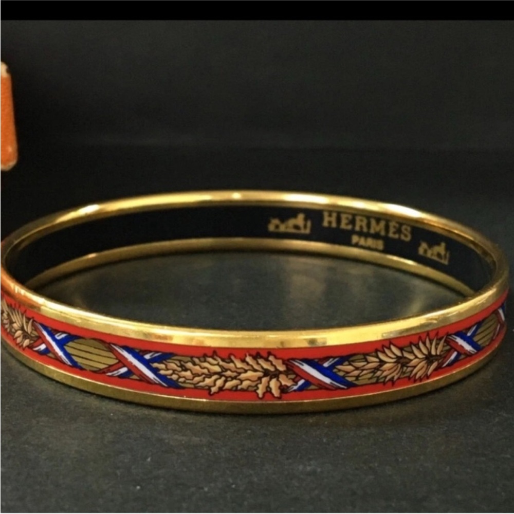 Hermes Gold Bracelet with Red and Blue Enamel with Box - Picture 5 of 6